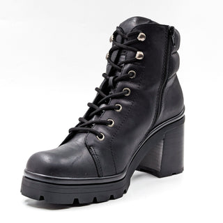 Jeffrey Campbell Women Hikes Black Leather Festival Platform Combat Boots size 9.5