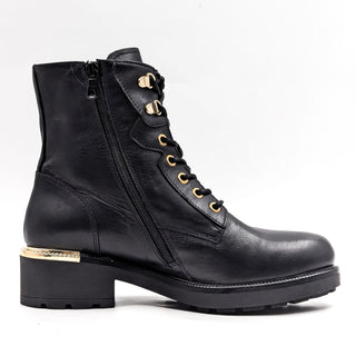 Nero Giardini Women Dual Zip Fine Italian Black Leather Combat Boots 9US EUR39