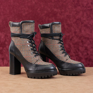 Veronica Beard Women Hasia Moto Biker Platform Brown Leather Ankle Boots sz 11