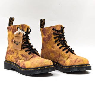 Dr Martens Women 27962 Burnt Yellow Leather Combat Lace Up Boots size 6