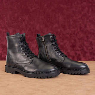AllSaints Whitmore Black Leather Combat Boots Womens Sz 9 US EUR 40