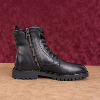 AllSaints Whitmore Black Leather Combat Boots Womens Sz 9 US EUR 40