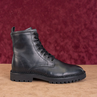 AllSaints Whitmore Black Leather Combat Boots Womens Sz 9 US EUR 40