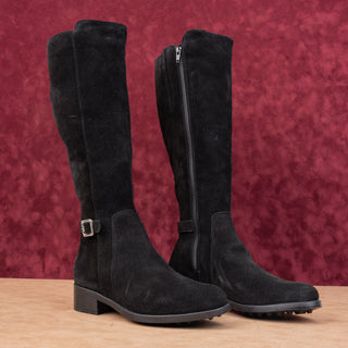 La Canadienne Women Silvana Black Waterproof Suede Zip Riding Knee Boots sz 8