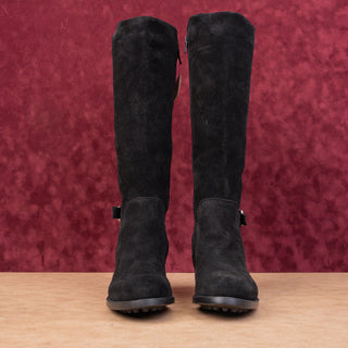 La Canadienne Women Silvana Black Waterproof Suede Zip Riding Knee Boots sz 8