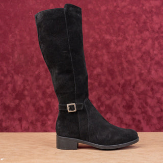 La Canadienne Women Silvana Black Waterproof Suede Zip Riding Knee Boots sz 8