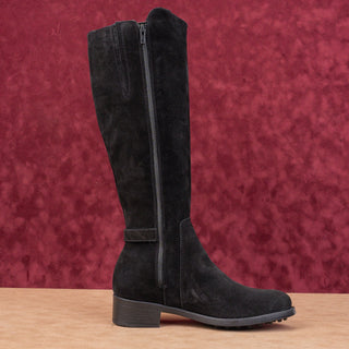 La Canadienne Women Silvana Black Waterproof Suede Zip Riding Knee Boots sz 8
