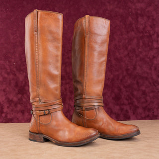 Frye Women Shirley Vintage Retro Brown Leather Riding Knee Boots sz 7.5