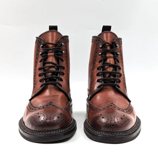 Antonio Maurizi Wingtip Brown Leather Lace-up Boots size 10.5-11US EUR41