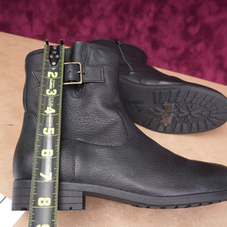Vionic Women Jill Black Leather Wide Fit Buckle Zip Fashion Ankle Boots sz 9.5