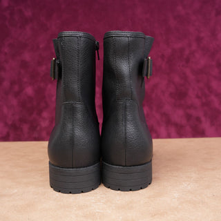 Vionic Women Jill Black Leather Wide Fit Buckle Zip Fashion Ankle Boots sz 9.5