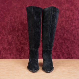 Naturalizer Wmn Fae Black Suede Wide Calf Fashion Western Knee Heel Boots sz 7.5