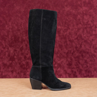 Naturalizer Wmn Fae Black Suede Wide Calf Fashion Western Knee Heel Boots sz 7.5