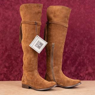 Frye Women Molly Tassel Brown Suede Zip Festival Party OTK Boots sz 6