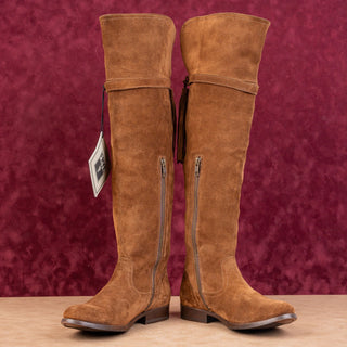 Frye Women Molly Tassel Brown Suede Zip Festival Party OTK Boots sz 6
