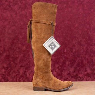 Frye Women Molly Tassel Brown Suede Zip Festival Party OTK Boots sz 6