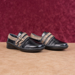 Naot Women Celesta Black Leather Loafer Strap Shoes sz 6-6.5US EUR37