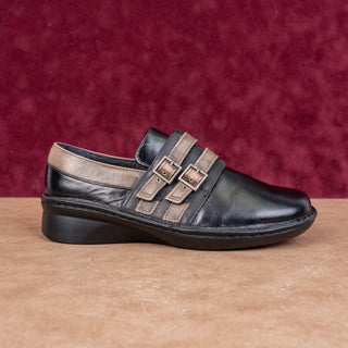 Naot Women Celesta Black Leather Loafer Strap Shoes sz 6-6.5US EUR37