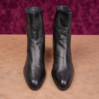 Stuart Weitzman Women Black Leather Vintage Retro 90s Zip Ankle Boots sz 8.5