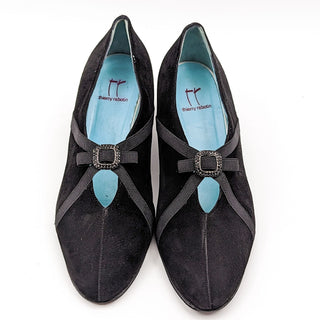 Thierry Rabotin Women Black Rhinestones Detail Suede Shoes size 8.5US EUR38.5