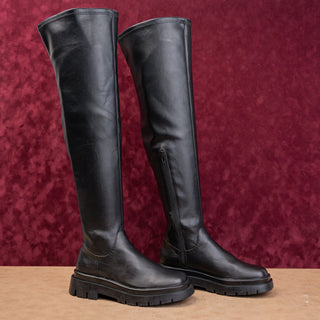 Steve Madden Women Gibbs Black Vegan Leather Festival OTK Fashion Boots sz 8