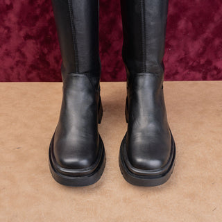 Steve Madden Women Gibbs Black Vegan Leather Festival OTK Fashion Boots sz 8