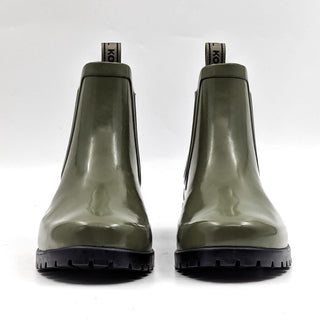 Michael Kors Women Green Olive Tillie Rubber Rain Chelsea Boots size 9