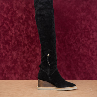 Paloma Barcelo Women Serafine Black Suede Wedge Fashion OTK Boots sz 7.5 EUR 38