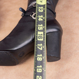 Etienne Aigner Women Black Leather Vintage Retro 90s Fashion Knee Boots sz 6.5