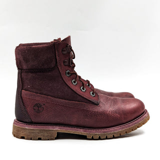 Timberland Women Premium 6Inch Burgundy Leather Lace Combat Boots size 7