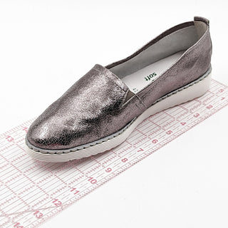 Remonte Women Leather Metallic Silver Slip On Cushion Sneaker Size 11.5US EUR 42