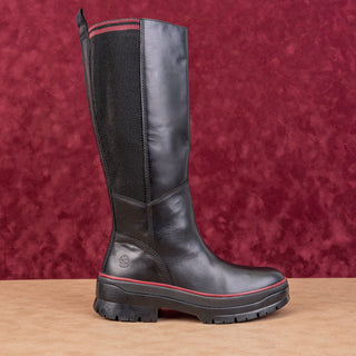 Timberland Women Malynn Waterproof Black Leather Elastic Fashion Knee Boots Sz 8