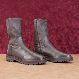 Loeffler Randall Women Danny Brown Leather Zip Ankle Fashion Boots sz 5.5