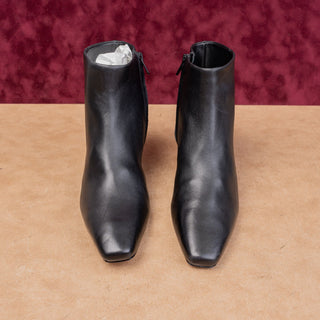 Vince Women Silvana Black Leather Dress Office Square Ankle Boots 7.5US EUR38