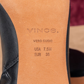 Vince Women Silvana Black Leather Dress Office Square Ankle Boots 7.5US EUR38