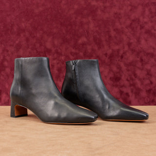 Vince Women Silvana Black Leather Dress Office Square Ankle Boots 9.5US EUR40.5