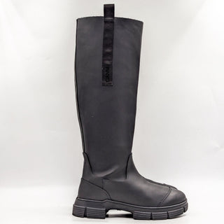 Ganni Women Recycle Country Black Tall Rubber Lug Rain Boots size 9US EUR39