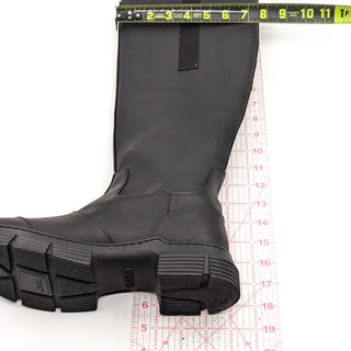 Ganni Women Recycle Country Black Tall Rubber Lug Rain Boots size 9US EUR39