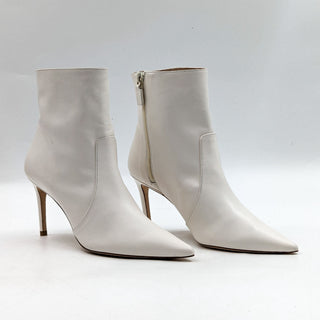 Stuart Weitzman Women Stuart 85 Stretch Vanilla Leather Stiletto Boots size 7.5