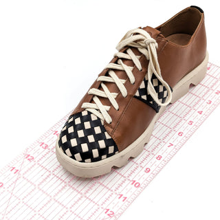 Bernando Women Dakota Woven Brown Leather Lace-up Sneakers size 11