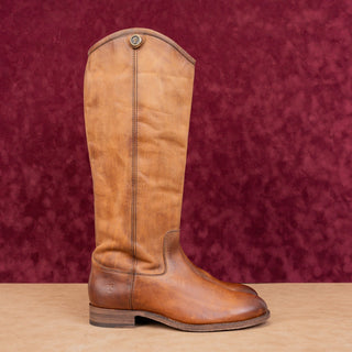 Frye Wmn Melissa Button Brown Distress Leather Equestrian Riding knee Boots 7.5
