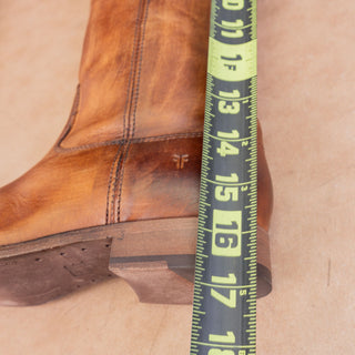 Frye Wmn Melissa Button Brown Distress Leather Equestrian Riding knee Boots 7.5