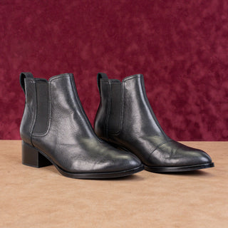 rag&bone Women Walker Black Leather Slip-on Block Heel Ankle Boots 9.5US EUR39.5