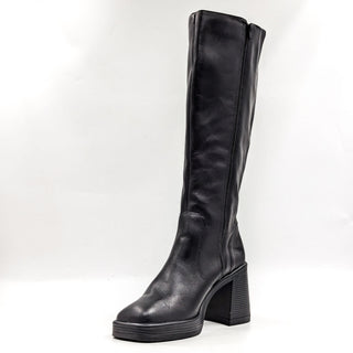 Steve Madden Women Fanatik Black Platform Retro Leather Platform Boots Size 10