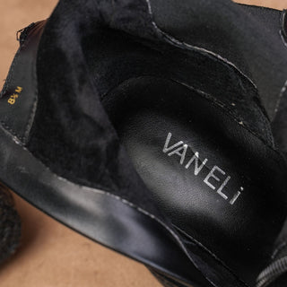 Vaneli Women Black Suede Waterproof Elastic Chelsea Wedge Fashion Boots sz 8.5
