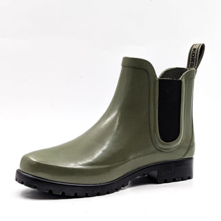 Michael Kors Women Green Olive Tillie Rubber Rain Chelsea Boots size 9