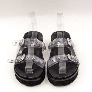 Schutz Women Aiza Clear Summer Comfy Buckle Sandals Size 7.5