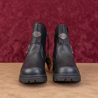 Harley Davidson Women Black Leather Moto Biker Buckle Ankle Zip Boots sz 7.5