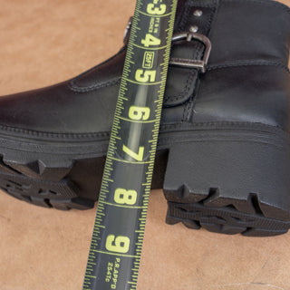 Harley Davidson Women Black Leather Moto Biker Buckle Ankle Zip Boots sz 7.5