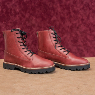 Madewell Women The Citywalk Lugsole Fashion Leather Burgundy Combat Boots sz 9